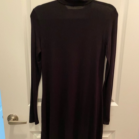 Long Sleeve Collared Knit Black Mini Dress - Picture 3 of 3